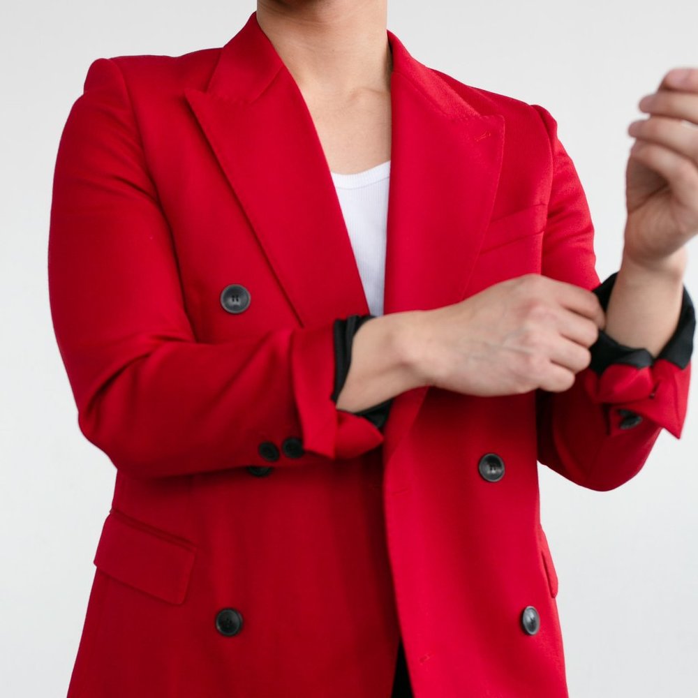 Ami Red Double Breasted Blazer